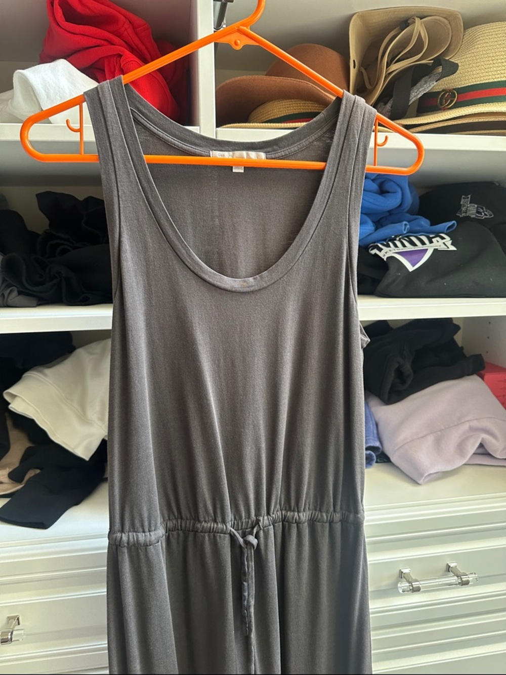GAP Charcoal Gray Drawstring Waist Maxi Tank Dress Perfect for any Season XS